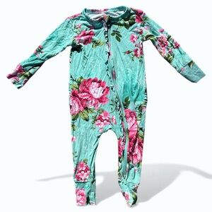 Posh Peanut Bamboo Floral Zip Footie Onesie 9–12M Soft Stretchy Pajamas